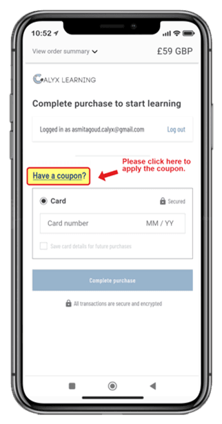 Step 2: Tap 'Have a coupon?'